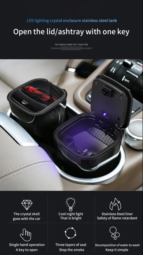 Light up multifunctional ash tray