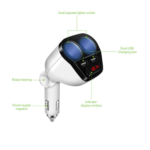Dual USB Car Cigarette Lighter Charger Splitter