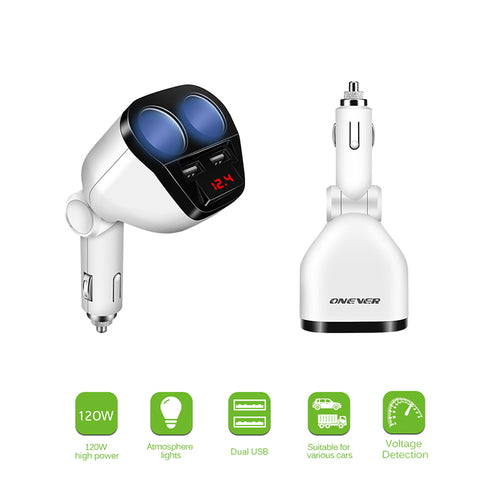Dual USB Car Cigarette Lighter Charger Splitter